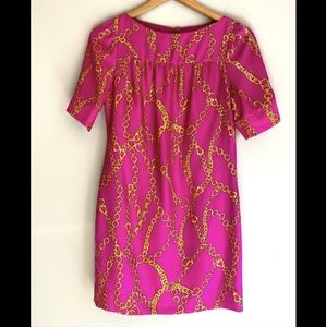 Britt Ryan Gold Chain Print Shift Dress XS